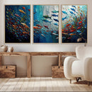 Modern Abstract Fish Shoal Wall Art Canvas Print, Colorful