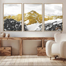 Gold Abstract Mountains Wall Art Print on Canvas, Nature