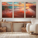 Sunset Beach Wall Art | Ocean Canvas Print | Coastal Wall