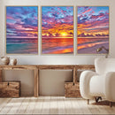 Vibrant Sunset Beach Wall Art - Ocean Sunset Canvas Print |