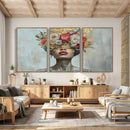 Golden Petal Wall Art Canvas Print - Silhouette Woman Wall