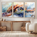 Watercolor Sea Turtle Wall Art Canvas Print - Vibrant Ocean