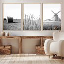 Vintage Farmhouse Black and White Triptych Wall Art – Giclee