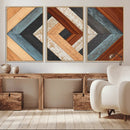Geometric Wood Art Wall Decor Canvas Print, Rustic Wooden