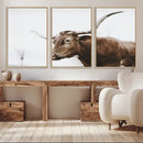 Rustic Bull Wall Art Canvas Print – Modern Longhorn