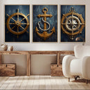 Boat Anchor Compass With Rope Wall Art Canvas Print | Beach by MyGreatCanvas | Canvas Wall Art Prints | Photo Prints & Wall Decor