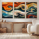 Abstract Wave Wall Art | Ready to Hang Framed Canvas Print |