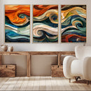 Abstract Wave Wall Art | Ready to Hang Framed Canvas Print |