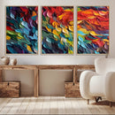 Vibrant Abstract Leaf Wall Art Canvas Print | Bold Colorful