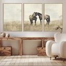 Chines Style Grunge Horses Wall Art Canvas Print