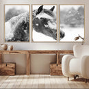 Black Horse Winter Wall Art | Ready to Hang and Framed |