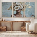 Golden Petal Wall Art - Petal Silhouette Woman Wall Art by MyGreatCanvas | Canvas Wall Art Prints | Photo Prints & Wall Decor