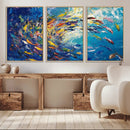 Colorful Swirling Fish School Wall Art Canvas Print |