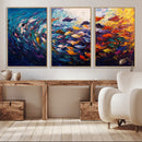 Vibrant Abstract Fish Swarm Art – Colorful Fish Inspired