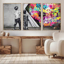 Banksy Print - Street Art Canvas Wall Art - Kids Revealing