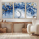Blue and Gold Abstract Tree Wall Art Canvas Print | Modern