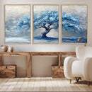 Abstract Blue Tree Art Canvas Print, Majestic Tree Wall Art