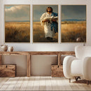 Jesus Shepherd Wall Art | Ready to Hang Triptych Canvas of