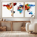 Colorful World Map Canvas Wall Art Print, Contemporary