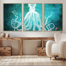 Green Octopus Abstract Wall Art Canvas Print