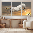 Large Wall Art Canvas Print – White Jumping Horse Sunset