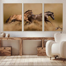 Large Wall Art Canvas Print – Two Running Brown Horses