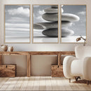 Still Life Black and White Zen Stones Wall Art Canvas,