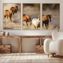 Large Wall Art 5 Horses Running on Sand Canvas Print