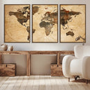 Push Pin World Map Canvas Print – Framed Travel Tracker Wall