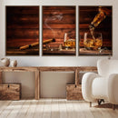 Whiskey and Cigar Wall Art Canvas | 3 Panel Bar Room Decor by MyGreatCanvas | Canvas Wall Art Prints | Photo Prints & Wall Decor