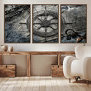 Ship Steering Wheel Vintage Wall Art Canvas Print