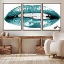 Blue Lips Wall Art Canvas Print