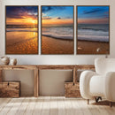 Sunset and Beach at Night Wall Art Canvas Print