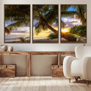 Tropical Island Sunset on the Beach Palms Wall Art Canvas by MyGreatCanvas | Canvas Wall Art Prints | Photo Prints & Wall Decor