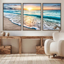 Sunset Beach Waves Canvas Wall Art – 5-Panel Ocean Sunset by MyGreatCanvas | Canvas Wall Art Prints | Photo Prints & Wall Decor