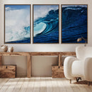 Ocean Wave at Sunset Canvas Art, Large Wall Print of Vibrant