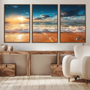 Golden Sunset Beach Triptych Canvas Art, Giclee Coastal Wall by MyGreatCanvas | Canvas Wall Art Prints | Photo Prints & Wall Decor