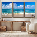 Tropical Beach 3-Panel Canvas Wall Art – Serene Ocean Waves