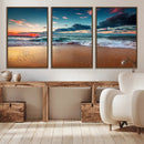 Sunset Ocean Beach Wall Art – Giclee Canvas Print, Coastal