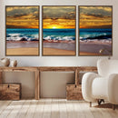 Ocean Sunrise Over Golden Beach Waves, Giclee Canvas Wall