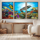 Aquatic Life Sea Turtles Fish Wall Art Canvas Print