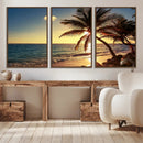 Sunset Palm Trees Wall Art Canvas Print