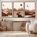 Boho Wall Art Canvas Print Set Mid-Century Prints Bohemian