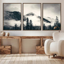Large Foggy Mountain Forest Wall Art Canvas Print | Misty