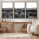 Black and White Highland Cow Canvas Wall Art, Longhorn by MyGreatCanvas | Canvas Wall Art Prints | Photo Prints & Wall Decor
