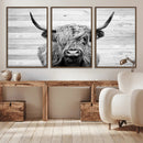Scottish Highland Cow Cattle Art Print on Wood Background by MyGreatCanvas | Canvas Wall Art Prints | Photo Prints & Wall Decor