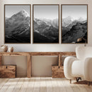 Everest Himalaya Mountain Peaks Black & White Triptych