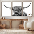 Grayscale Scottish Highland Cow Cattle Art Print Farmhouse by MyGreatCanvas | Canvas Wall Art Prints | Photo Prints & Wall Decor