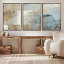 Abstract Blue and Beige Wall Art, Modern Minimalist Canvas