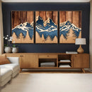 Rustic Wood Style Mountain Wall Art, Nature Forest Canvas